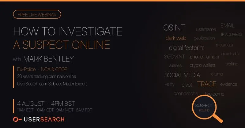 How to Investigate a Suspect Online - webinaire live UserSearch